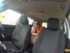 POV pussy fuck in the car with Georgie Lyall