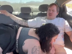 Tattooed Fat Ass Brunette BBW Josie Fucks A Guy In A Car - Big tits in amateur outdoor hardcore action