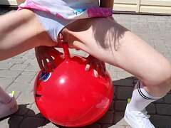 Horny Step-Sister's Double Penetration on Fitness Ball