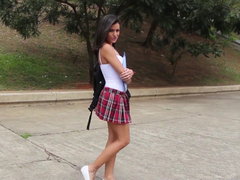 Brunette, College, Hardcore, Latina, Reality, Skirt, Teen, Uniform