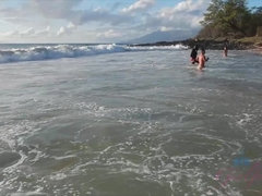 Leie, Strand, Im freien, Zierlich, Pov, Öffentlich, Muschi, Titten