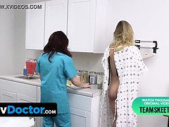 Ass, Doctor, Exam, Fingering, Licking, Natural tits, Petite, Threesome