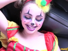 Taxi driver banged sexy clown Lady Bug on the backseat