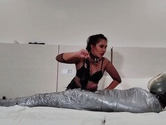 Bondage slave, duct tape bondage, femdom sounding