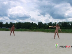 Two young nudist friends