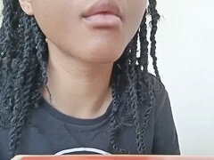 Cum in mouth, Ebony, Facial, Girlfriend, Handjob, Instruction