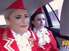 Blowjob, Caught, Cumshot, Pantyhose, Skinny, Stewardess, Teen, Threesome