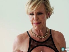 Mature blonde Fit Gina masturbates passionately at 56, making herself climax