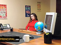Tiffany Fox & Gaggs On Principal have a wild office threesome with cumshot & roleplay