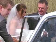 Chauffeur takes a bite from the busty bride