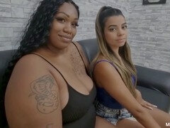 Lesbians eating pussy, ebony ass licking, big natural tits