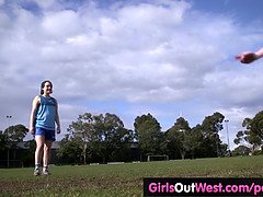 Pigtailed lesbian soccer player gets her hairy cunt licked