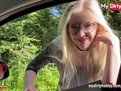 Amateur, Ass, Blonde, Blowjob, German, Glasses, Outdoor, Public