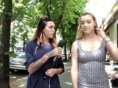 Sexy blonde finds random guy on street