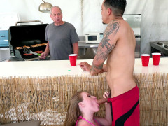 Harley Jade sucking cock and her grandpa does not notice it