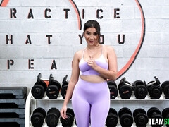 Busty brunette Roxie Sinner Getting A Real Workout - big natural tits