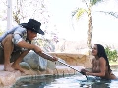 Babes, Big ass, Blowjob, Brunette, Cumshot, Facial, Mom, Pool