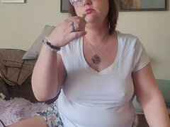 Amateur, Brunette, Glasses, Smoking