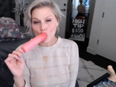 Cute Babe Reveals Her Hooters And Give blowjob A Popsicle