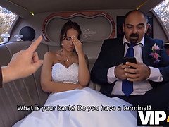 Watch as Jennifer Mendez's cuckold hubby watches her getting her ass drilled in a limo