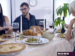 Mom Fucks Son & Eats Teen Creampie For Thanksgiving Treat