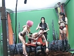 Unbelievable goth beauties posing during casting