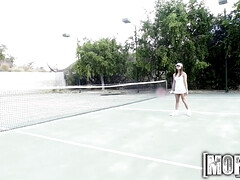 Watch this young and natural Latina teen in uniform get naughty with her tennis lesson in POV