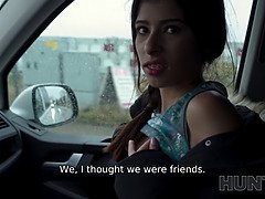 Latina MILF loses virginity in front of her cuckold husband on road trip