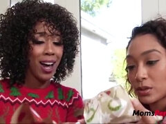 Stepmom and Teen Slut Celebrate Christmas with Hardcore Threesome - Misty Stone, Sarah Lace