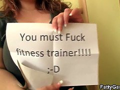Busty chunky babe seduces fitness instructor