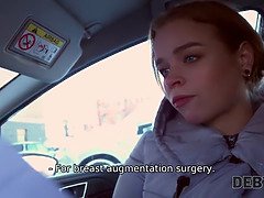 Calibri Angel goes shopping with her debt collector, sucking and fucking in HD