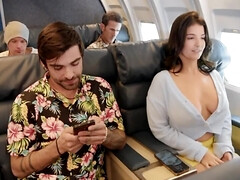 Hazel Grace and LaSirena69 get fucked by Lucky Fate on airliner