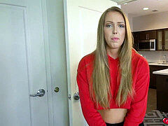 Ashley red takes her stepbros ample bone in her mouth giving him a blowjob