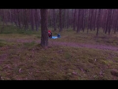 Scared schoolgirl got chased through the woods and fucked by a stalker