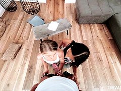 Bonnie Dolce & Lola Heart share a hard cock in this steamy POV video