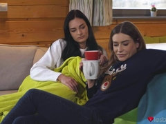 Young lesbians cuddle up together