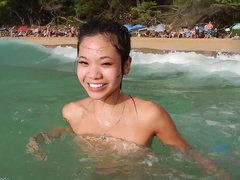 Anal, Plage, Sucer une bite, Branlette thaïlandaise, Huilée, Orgasme, Fumer, Mouillée