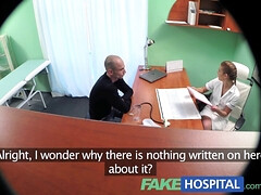 Naughty blonde nurse seduces and fucks old professor in fakehospital uniform