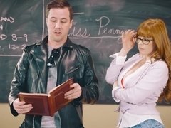 Penny Pax getting dicked and cum covered in classroom