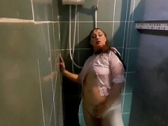 American, Maid, Pussy, Shower, Tits, Voyeur, Wet, Wife