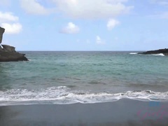 Amateur, Plage, Sucer une bite, Petite amie, Branlette thaïlandaise, Pov, Public, Nénés