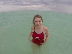 American, Blowjob, Outdoor, Pov, Public, Swimsuit, Teen, Toilet