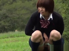 Spied japanese teens pee