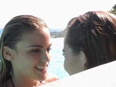 Amateur, Ass, Kissing, Lesbian, Natural tits, Pool, Pussy, Shaved