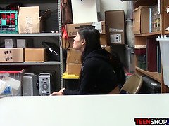 Tiny latina teen shoplifter busted by a big dick LP officer