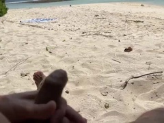 Playa, Tetas grandes, Polla, Fetiche, Pajear, Enorme, Al aire libre, Público