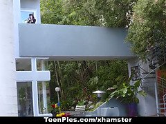 Tyler Nixon's skinny teen pussy filled with creampie while his nerdy neighbor watches