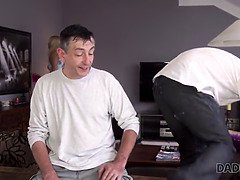 Nikki's dirty house cleaning before wild doggy-style sex with old man