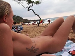 Beach, Blonde, Blowjob, Creampie, Girlfriend, Pov, Pussy, Shaved