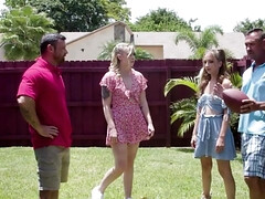 Kinky neighbor swapped lovely stepdaughters in this 4some